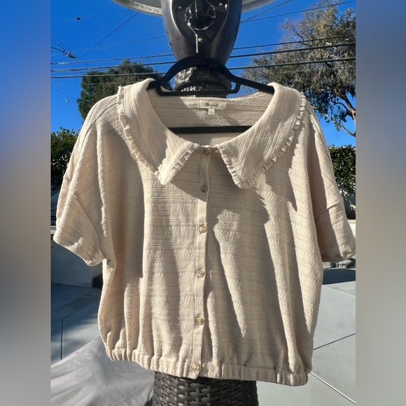 Madewell top: Ruffle-Collared Crop Top - Picture 3 of 6